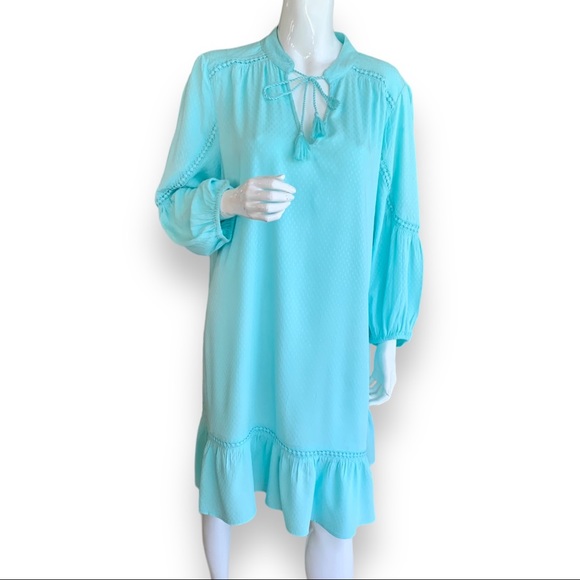 CROWN & IVY TURQUOISE MIDI DRESS - Picture 1 of 9